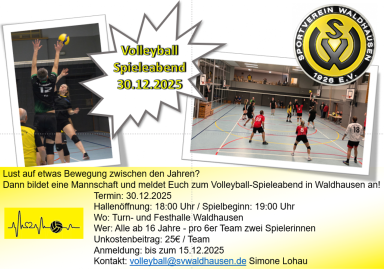 Mehr über den Artikel erfahren EINLADUNG: Volleyball Spieleabend