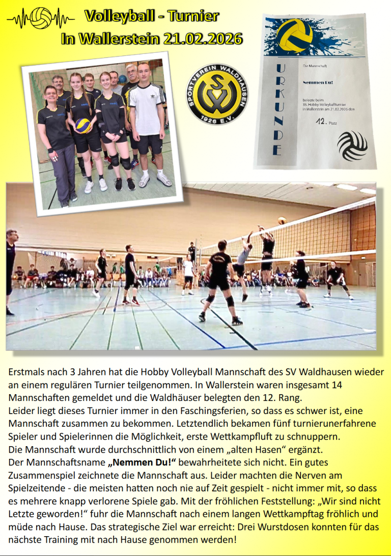 Mehr über den Artikel erfahren Volleyballturnier in Wallerstein