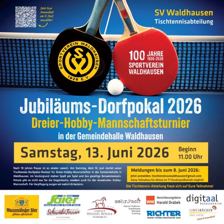 Mehr über den Artikel erfahren Tischtennis Dorfpokal 2026
